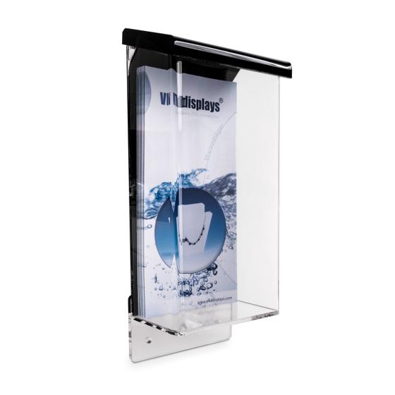 DIN lang Prospekthalter als DL Prospektbox mit Deckel / wetterfest