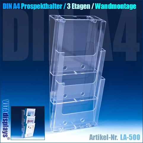 DIN A4 Prospekthalter / Wandprospekthalter mit 3 Etagen