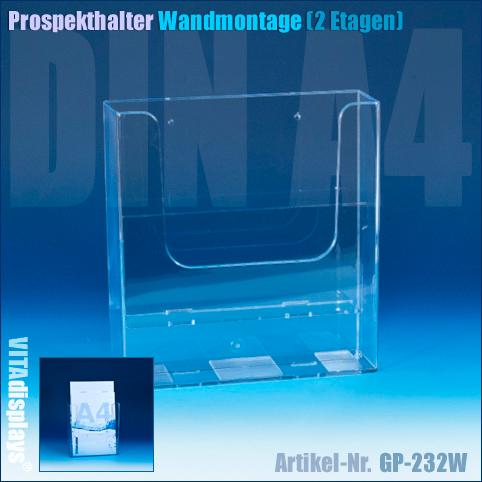 Prospekthalter Wandmontage DIN A4 (2 Etagen)
