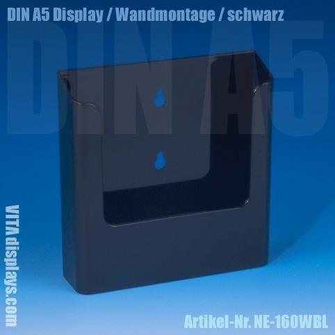DIN A5 Prospekthalter / Wandmontage / schwarz