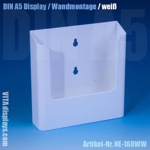 DIN A5 Prospekthalter / Wandmontage / weiß