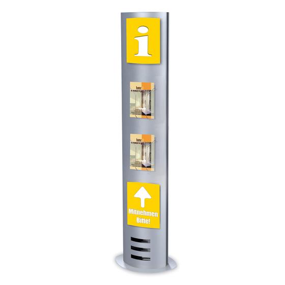 Infosäule Stahl / DIN A4 Plakattaschen / DIN A5 Fächer