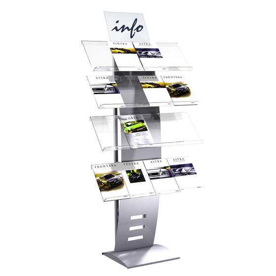 Brochure rack / catalogue rack BIGSAIL (16 trays)