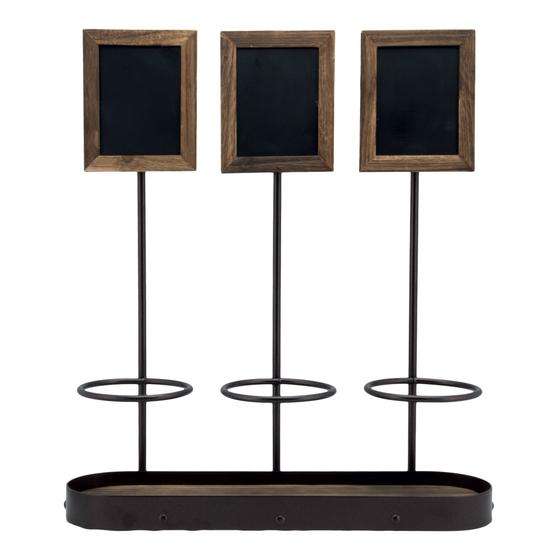 Securit Flaschenaufsteller Tisch-Kreidetafel Gusseisen Kiefernholz Braun für 3 Flaschen Weinregal