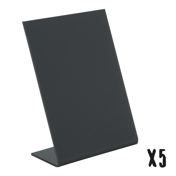 6er-Set Securit L-förmige Tisch-Kreidetafel A7 aus Acryl in Schwarz, matt und glänzend kombiniert