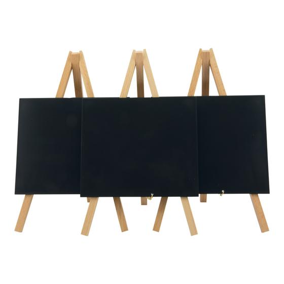 10er-Set Securit Mini-Staffelei Tisch-Kreidetafel im 3er-Pack Buche für Café, Bistro und Restaurant