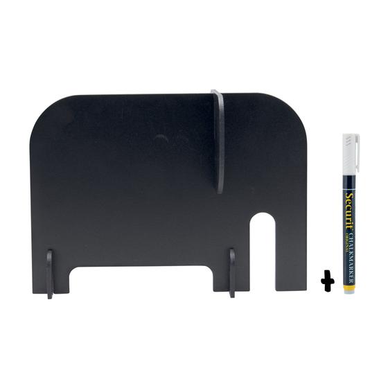 10er-Set Securit 3D-Motiv-Tischtafel Elefant Schwarz freistehend beidseitig als Deko und Geschenk