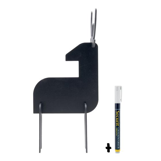 10er-Set Securit 3D-Motiv-Tischtafel Reh Schwarz freistehend beidseitig als Deko und Geschenk