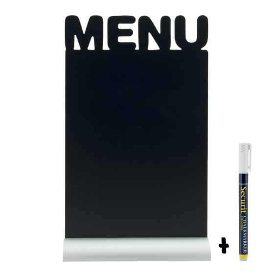 6er-Set Securit Silhouette Tisch-Kreidetafel Rechteck Alu Schwarz für Café, Bistro und Restaurant