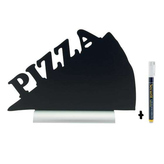 6er-Set Securit Silhouette Tisch-Kreidetafel Pizzastück Alu Schwarz für Pizzeria und Restaurant