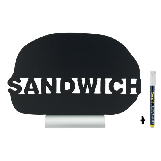 6er-Set Securit Silhouette Tisch-Kreidetafel Sandwich Alu Schwarz für Imbiss, Café und Restaurant