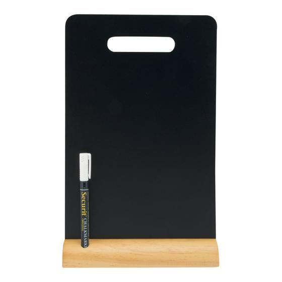 6er-Set Securit Silhouette Tisch-Kreidetafel Carry Schwarz Holz beidseitig für Café Bistro Restaurant