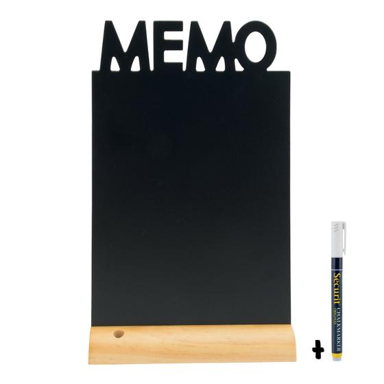 6er-Set Securit Silhouette Tisch-Kreidetafel Memo Schwarz Holz beidseitig für Café Bistro Restaurant