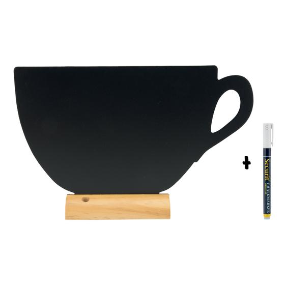 6er-Set Securit Silhouette Tisch-Kreidetafel Tasse Schwarz beidseitig für Café Bar Restaurant
