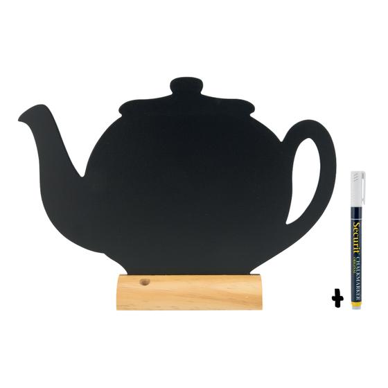 6er-Set Securit Silhouette Tisch-Kreidetafel Teekanne Schwarz beidseitig für Café Bar Restaurant