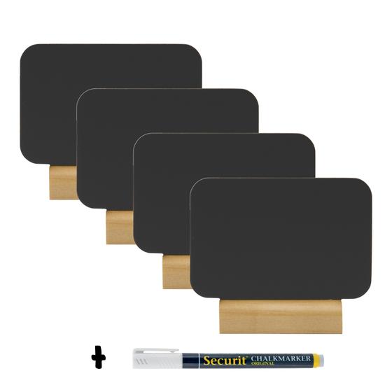 6er-Set Securit Silhouette Mini-Kreidetafeln Rechteck Schwarz beidseitig, Packung mit 4 Tafeln