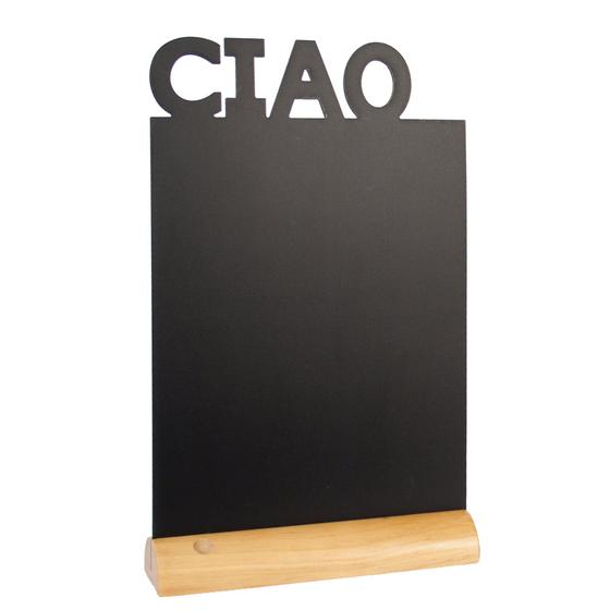 6er-Set Securit Silhouette doppelseitige Tisch-Kreidetafel Ciao Schwarz für Café Bistro