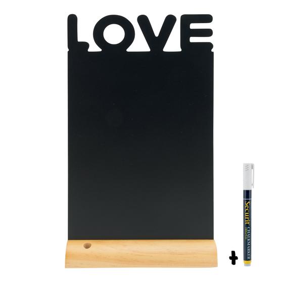 6er-Set Securit Silhouette Tisch-Kreidetafel Love Schwarz für Hochzeit, Café und Event-Deko