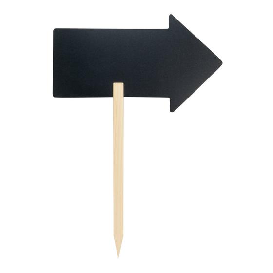 6er-Set Securit Silhouette Kreidetafel Pfeil Schwarz mit Holzspieß für Garten, Hofladen und Event