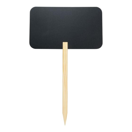 6er-Set Securit Silhouette Kreidetafel Rechteck Schwarz mit Holzspieß für Garten, Hofladen und Event