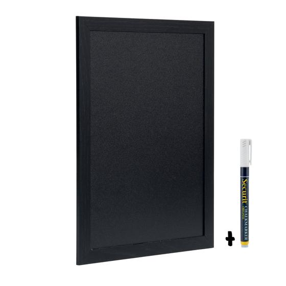 6er-Set Securit Woody Wand-Kreidetafel Mittel Schwarz beidseitig für Café, Bistro und Restaurant