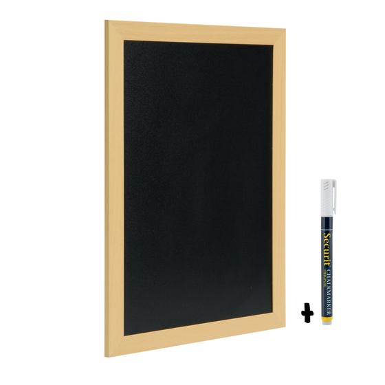 6er-Set Securit Woody Wand-Kreidetafel Mittel Teak beidseitig für Café, Bistro und Restaurant