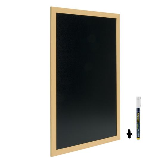 6er-Set Securit Woody Wand-Kreidetafel Groß Teak beidseitig für Café, Bistro und Restaurant