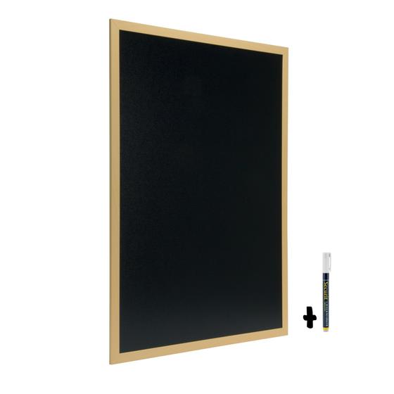 6er-Set Securit Woody Wand-Kreidetafel Extra Groß Teak beidseitig für Café, Bistro, Restaurant