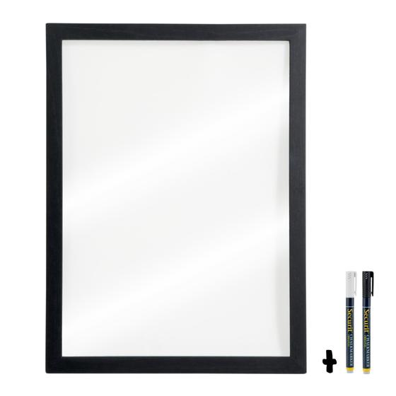 6er-Set Securit Woody Glas-Wandkreidetafel Groß Weiß beidseitig für Café, Bistro und Restaurant