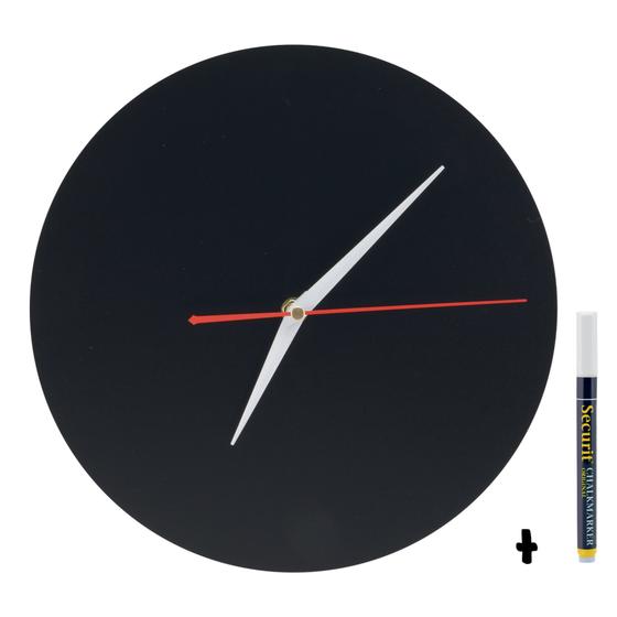 6er-Set Securit Silhouette Uhr Wand-Kreidetafel Schwarz mit funktionierendem Uhrwerk und Klebepads