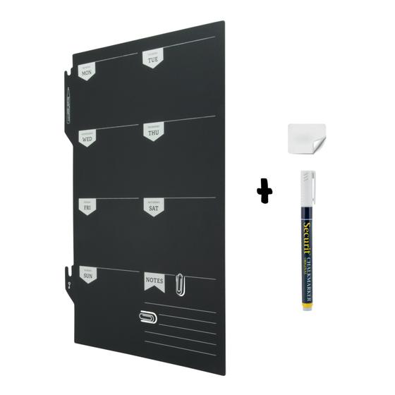 6er-Set Securit Silhouette Wochenplaner Wand-Kreidetafel Schwarz mit Marker und Foto-Clips