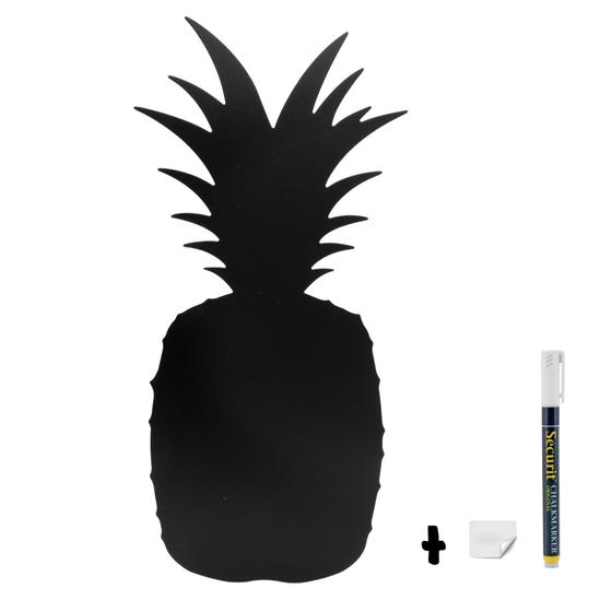 6er-Set Securit Silhouette Ananas Wand-Kreidetafel Schwarz, beidseitig zu beschriften, aus Holz