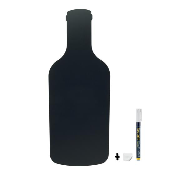 6er-Set Securit Silhouette Flasche Wand-Kreidetafel Schwarz, beidseitig beschreibbar, aus Holz gefertigt