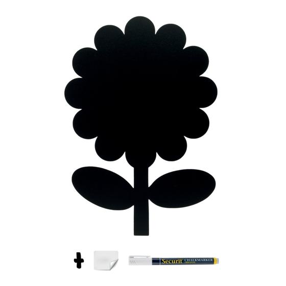 6er-Set Securit Silhouette Blume Wand-Kreidetafel Schwarz aus Holz, beidseitig beschreibbar
