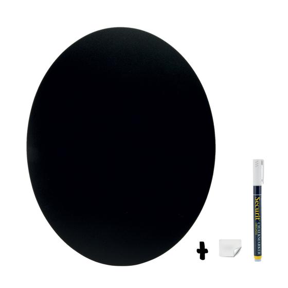 6er-Set Securit Silhouette Wandkreidetafel Oval Schwarz, 37,5 x 30 cm, beidseitig beschreibbar