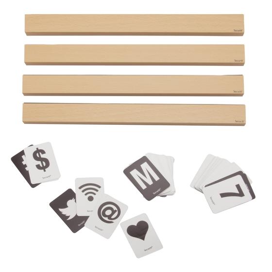 6er-Set Securit Wand-Ablage Letter Shelf Teak, 4 Ablagen für Buchstabenkarten, 25 cm breit