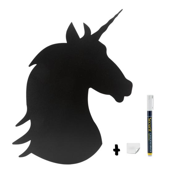 6er-Set Securit Silhouette Wandkreidetafel Einhorn Schwarz, 29 x 47 cm, beidseitig beschreibbar