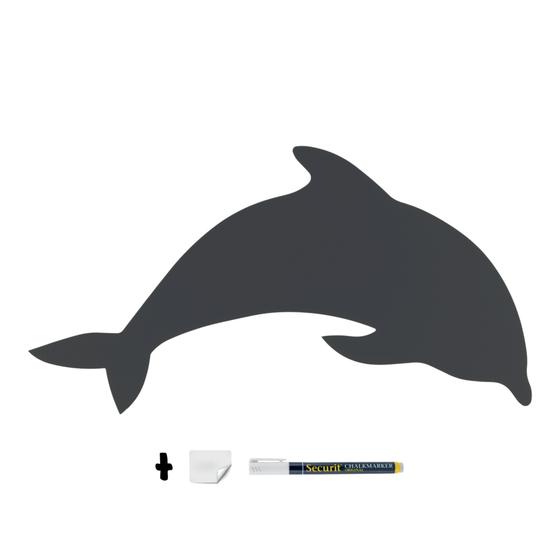 6er-Set Securit Silhouette Wand-Kreidetafel Delfin Schwarz beidseitig für Bad und Kinderzimmer