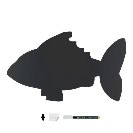 6er-Set Securit Silhouette Wand-Kreidetafel Fisch Schwarz beidseitig für Küche und Esszimmer