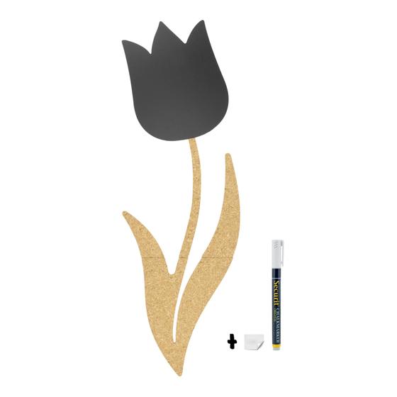 6er-Set Securit Kork- und Kreidetafel Tulpe Schwarz/Kork für Küche und Kinderzimmer