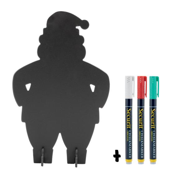 10er-Set Securit 3D-Weihnachts-Tischtafel Weihnachtsmann Schwarz freistehend beidseitig Deko