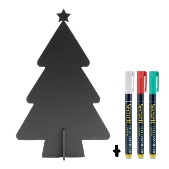 10er-Set Securit 3D-Weihnachts-Tischtafel Tannenbaum Schwarz freistehend beidseitig als Deko