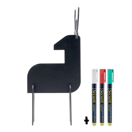 10er-Set Securit 3D-Weihnachts-Tischtafel Reh Schwarz freistehend beidseitig als Deko und Geschenk