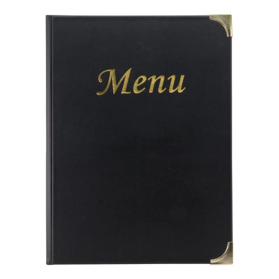 10er-Set Securit Basic Menükartenhalter A4 Kunstleder Schwarz für Restaurant Café Bistro Hotel