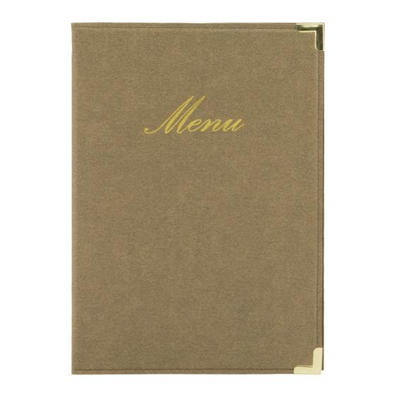 10er-Set Securit Classic Menükartenhalter A5 Beige aus Kunstleder für Bistro, Café, Hotel und Bar