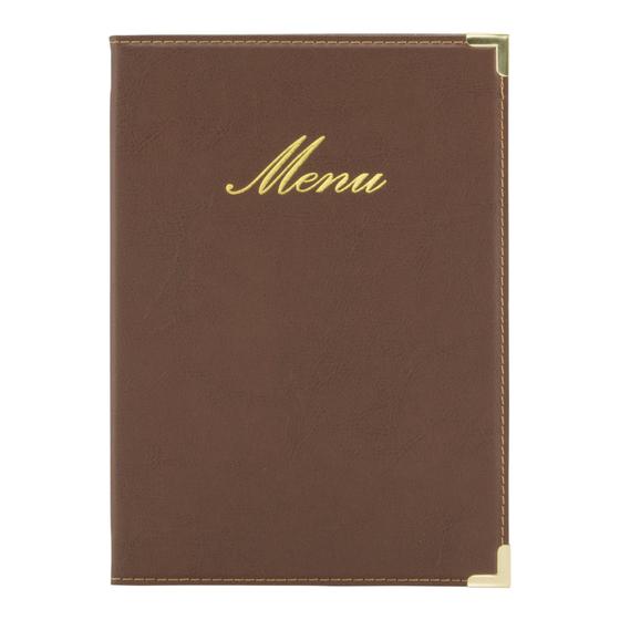 10er-Set Securit Classic Menükartenhalter A5 Braun aus Kunstleder für Bistro, Café, Hotel und Bar