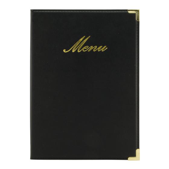 10er-Set Securit Classic Menükartenhalter A5 Schwarz aus Kunstleder für Bistro, Café und Hotel