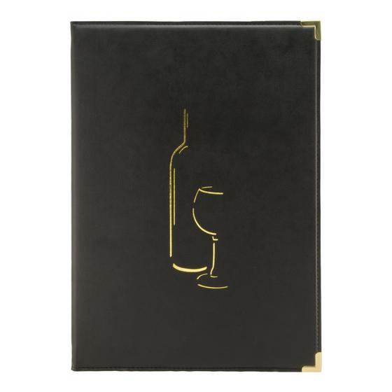 10er-Set Securit Classic Weinkartenhalter A4 Schwarz aus Kunstleder für Restaurant und Weinbar