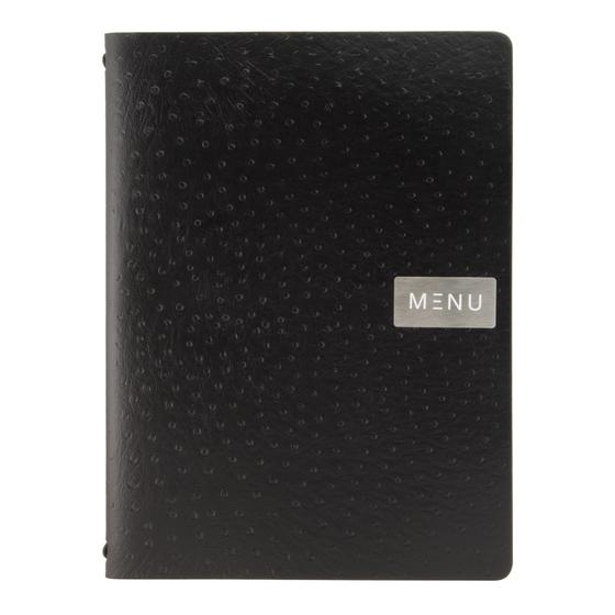 Set of 10 Securit A4 Ego Menu Holders in Recycled Leather, Black, for Restaurants and Cafés