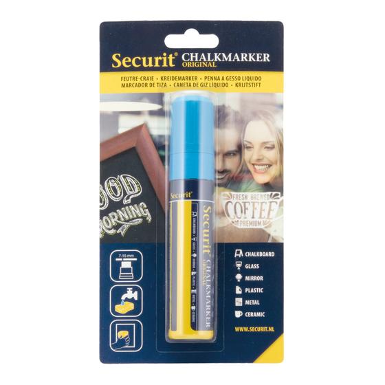 12er-Set Securit Kreidemarker Blockspitze 7-15 mm Blau im Blister für Gastronomie, Handel und Events